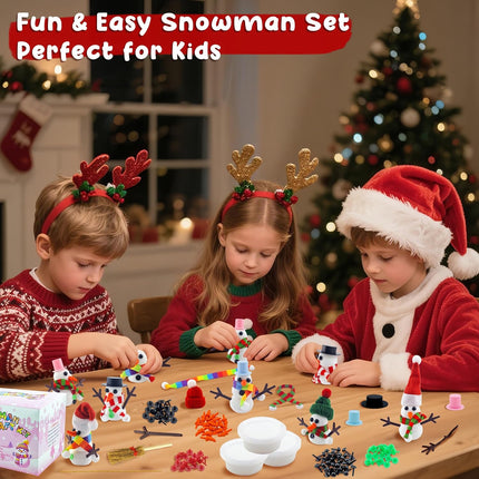 12-Pack Snowman Kits Fun Build-a-Snowman Craft for Kids & Winter Family Activities