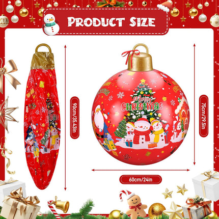 3 Pcs 24" Giant Inflatable Christmas Balls – Large Outdoor Holiday Yard Ornaments