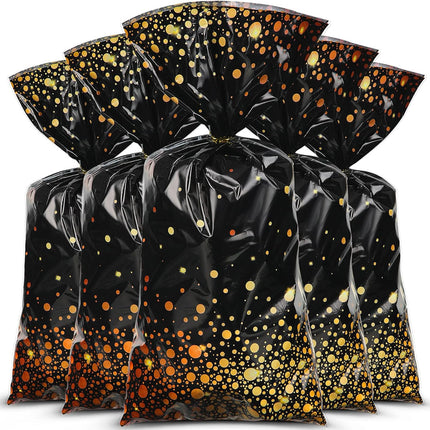 100-Piece Black & Gold Goody Bags – 10.8×5in Party Favor Bags with Ties