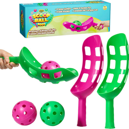 Scoop Ball Toss and Catch Game Set with 2 Scoops 2 Balls PVC Carry Case