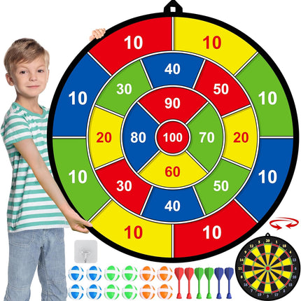 Large Double-Sided Dart Board for Kids with Sticky Balls & Darts, Ages 3–12