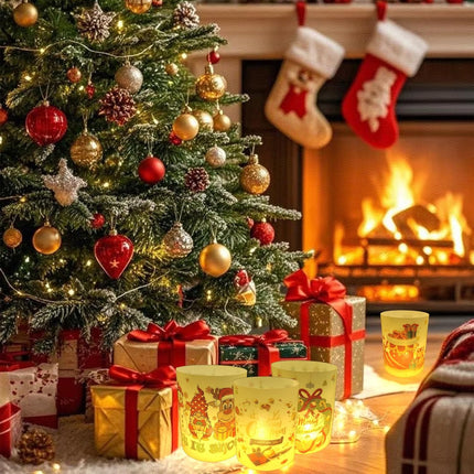 Merry Christmas Table Centerpiece – 8 PCS Candle Shade Covers for Home