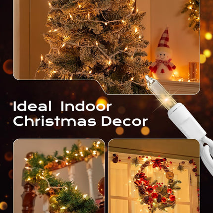 Christmas String Lights 100-Count – Clear Mini Bulbs, 26.5ft, White Wire