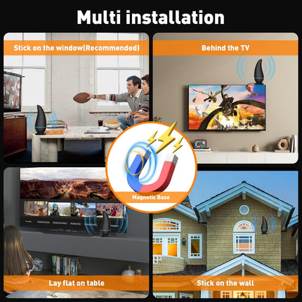 HD TV Antenna – 560+ Mile Range with Signal Booster & Magnetic Base