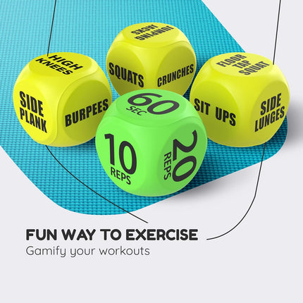4-Piece Exercise Dice Set, 2.75in Foam Fitness Dice for Adults & Teens, Yellow