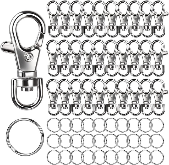 60PCS Keychain Making Kit – Lobster Clasps, Clips & Rings for Jewelry Crafts