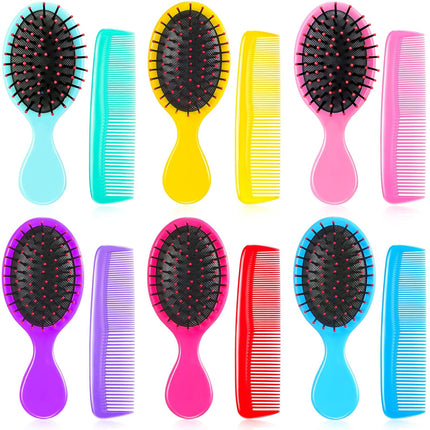 12-Pack Hair Brush & Comb Set – Detangler Mini Brushes & Plastic Combs