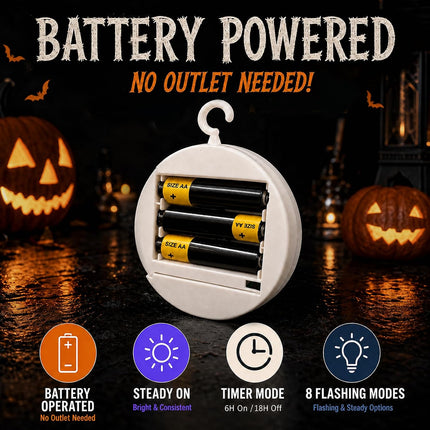 3-Pack Halloween Window Lights, Pumpkin Spider Witch Hat, 8 Modes & Timer