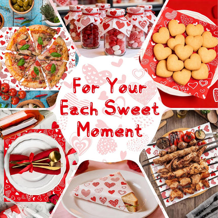 160 Pcs Valentine’s Day Heart Wax Paper: Food, Deli, & Sandwich Wraps for Parties