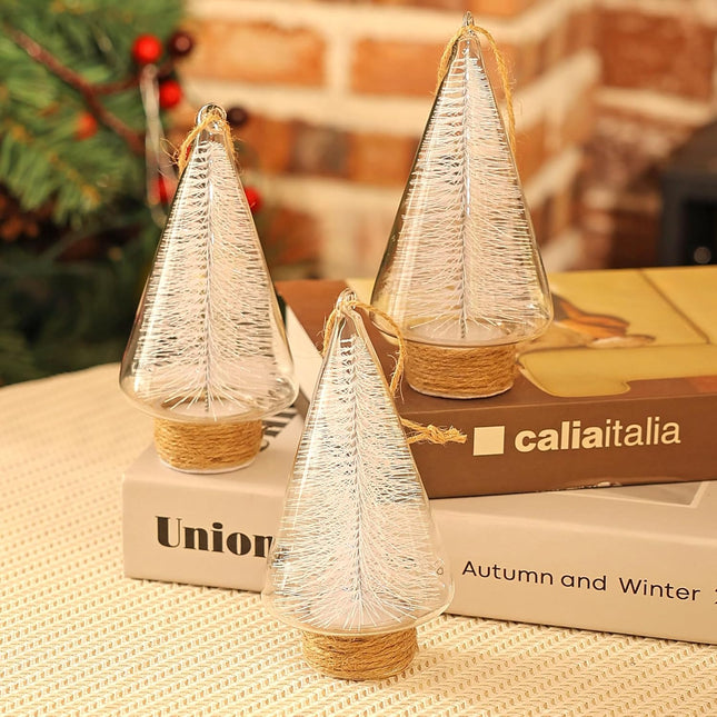 3PCS Christmas Tree Glass Ornaments – Mini Hanging Decorations for Holiday