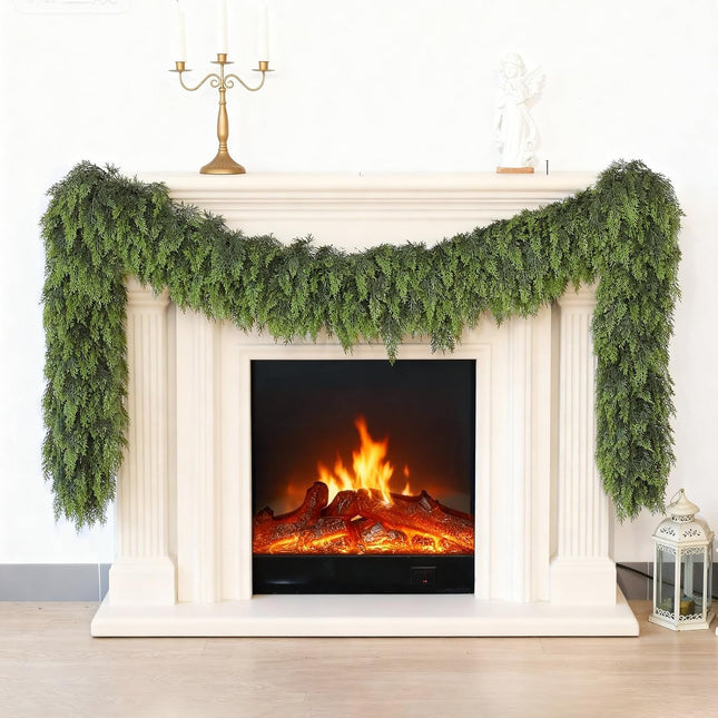 Holiday Garland 9FT – Real Touch Cedar for Indoor/Outdoor Xmas Decoration