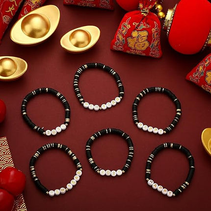 24-Piece Happy New Year 2026 Bracelets – Clay Beaded Stretch Gift Set