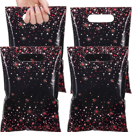 50-Piece Black & Red Party Bags – Plastic Goodie Bags for Birthday & Wedding