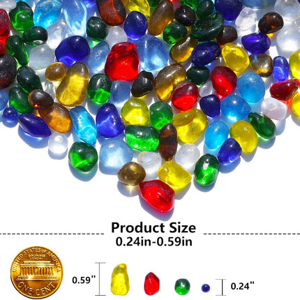 Colourful Sea Glass Stones 14oz Clear Glass Pebbles for Aquariums Vases Crafts Decor