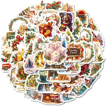 50 PCS Waterproof Christmas Stickers – Holiday Decals for Kids & Scrapbooking