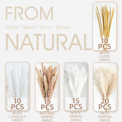 70PCS Natural Dried Pampas Grass Bouquet for Boho Home Decor & Wedding Arrangements