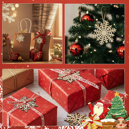 27-Piece Wooden Snowflake Ornaments – Christmas Hanging Embellishments for Holiday Crafting