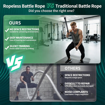 2PCS Ropeless Battle Ropes: Low-Impact Workout Ropes with Gloves for Full-Body Fitness