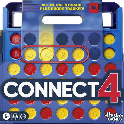 Hasbro Connect 4 Game 2025 Edition with Storage Case and Score Tracker