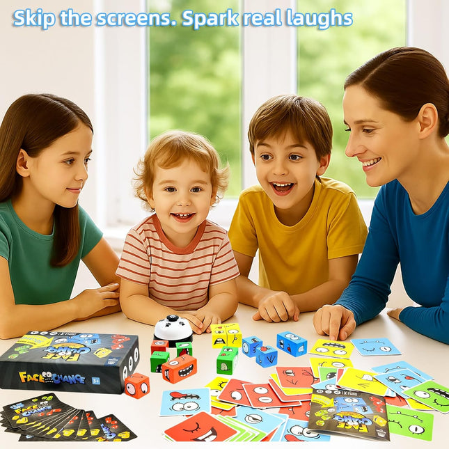 Wooden Expression Matching Board Game Face Cube Puzzle for Kids Adults