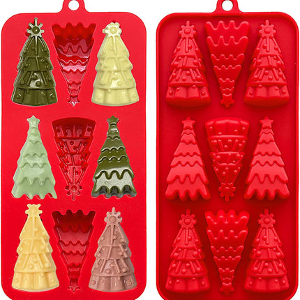 2PCS Christmas Tree Silicone Molds – Chocolate, Candy, Candle & Resin Baking Mold