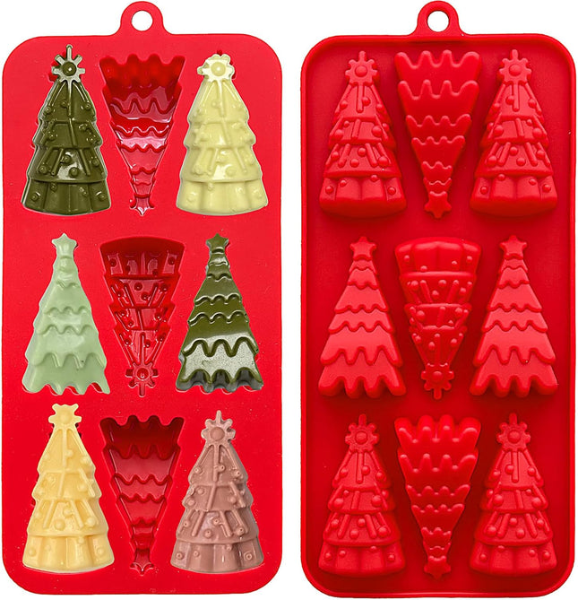 2PCS Christmas Tree Silicone Molds – Chocolate, Candy, Candle & Resin Baking Mold