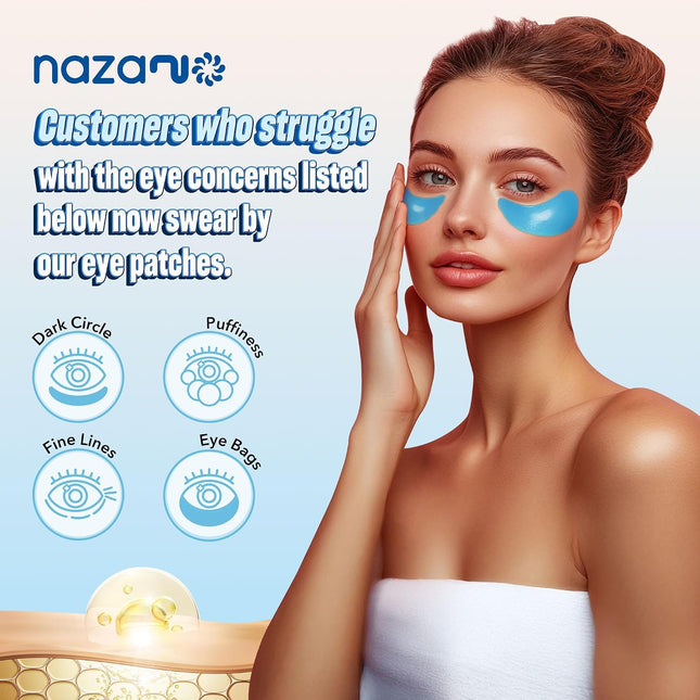 60PCS Under Eye Patches with Collagen & Hyaluronic Acid, Eye Masks Puffiness & Dark Circles, Blue