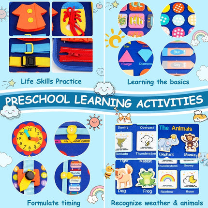 Toddler Busy Board Montessori Sensory Toy for Boys with Learning Activities