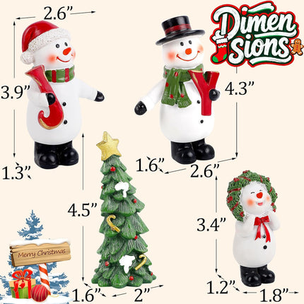 4PCS Resin Snowman Ornaments – Christmas Table & Shelf Decorations