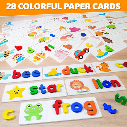 ABC Alphabet Learning Wooden Puzzle Flash Cards for Preschool Kids Ages 3+