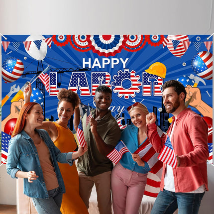 Happy Labor Day Backdrop Banner Party Decorations Photo Booth Prop