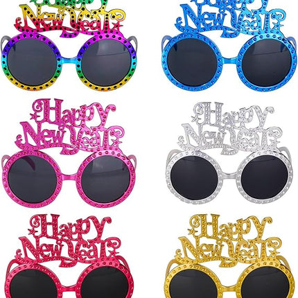 6-Piece Happy New Year Party Glasses – Funny NYE Eyewear & Photo Props