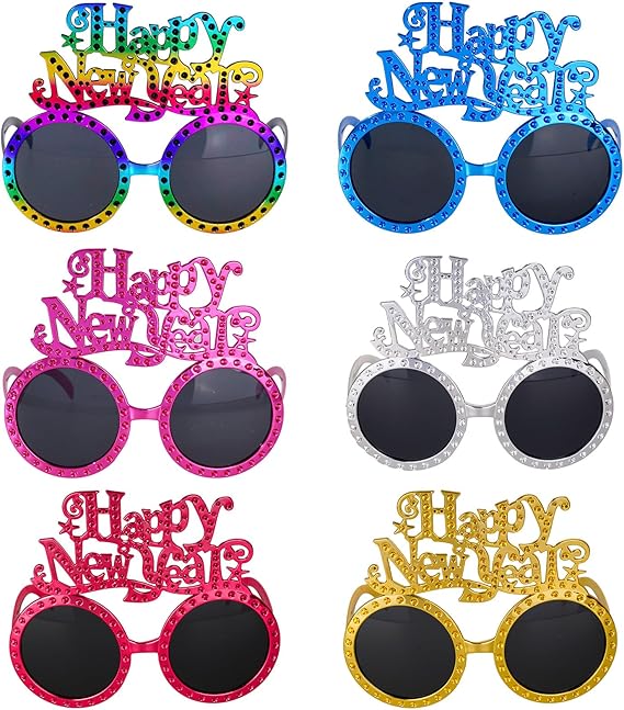 6-Piece Happy New Year Party Glasses – Funny NYE Eyewear & Photo Props