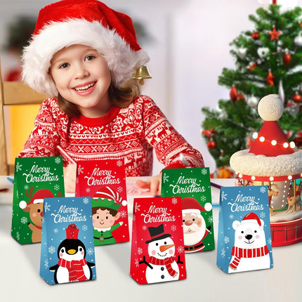 30PCS Christmas Paper Treat Bags Small Gift Bags with Stickers Holiday Party