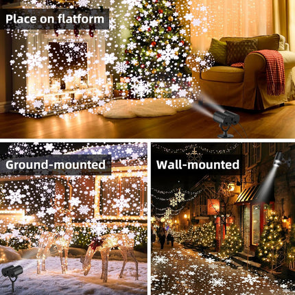 Christmas Snowflake Projector Lights Double Head LED with Timer, Waterproof