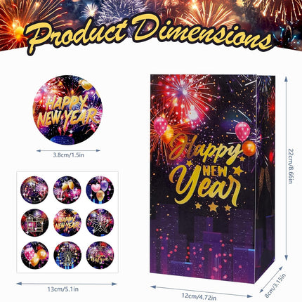 12-Piece 2026 Happy New Year Bags – Colorful Gift & Greeting Bags