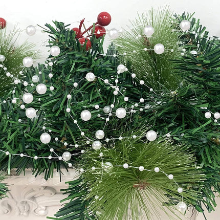 Christmas Pearl Beads Garland 66Ft Tree Mantle Fireplace Holiday Decor