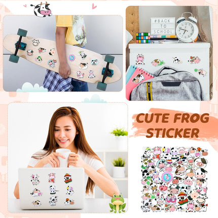 69 Pcs Cute Sticky Notes Set – Cartoon Pen, Stickers, Paperclips, Cow Design