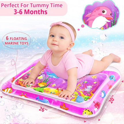 Tummy Time Water Mat for Baby Girl, Sensory Development Toy 0-12 Months