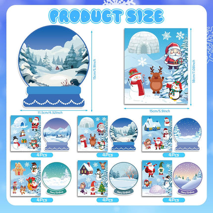 24 PCS Winter Christmas Craft Kits Snowman Stickers DIY Xmas Ornaments