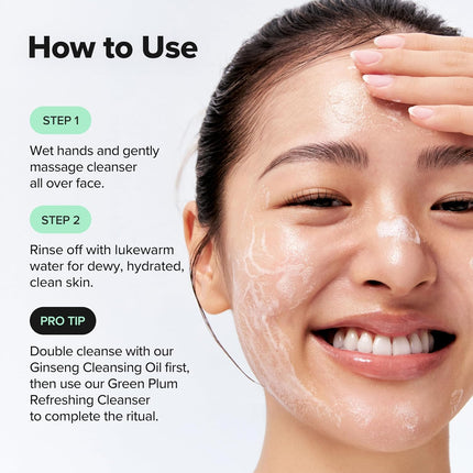 Green Plum Refreshing Cleansing Gel 100ml, Deep Pore Facial Cleanser, Korean Skincare