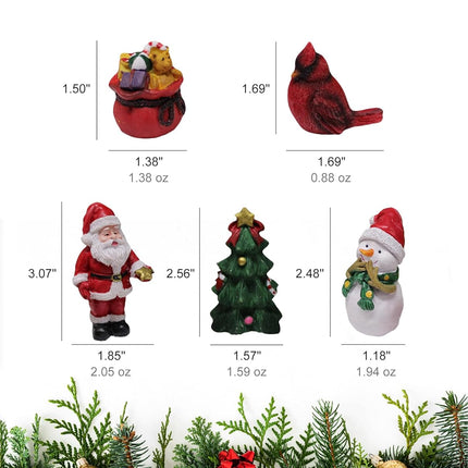 Christmas Miniature Figurines, Small Resin Santa Claus Ornaments for Holiday Decor