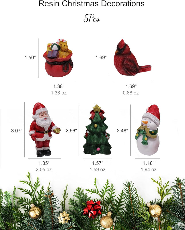 Christmas Miniature Figurines, Small Resin Santa Claus Ornaments for Holiday Decor