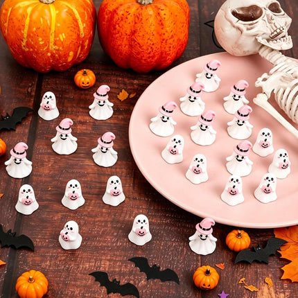 Pink Halloween Shower Curtain 72x72in, Cute Pumpkin Spooky Bath Decor with 12 Hooks