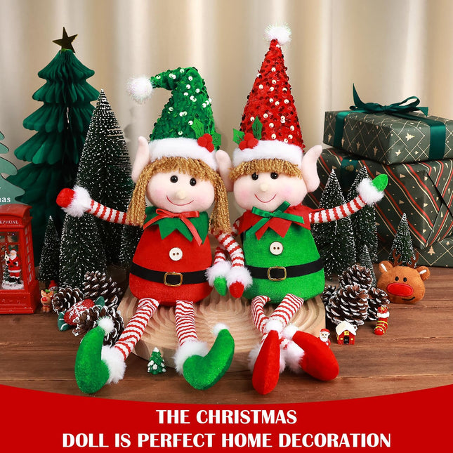 Christmas Gnomes Decoration Pack, Plush Sequin Swedish Tomte for Festive Decor