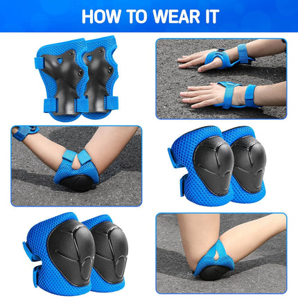 Kids Protective Gear Set Knee Elbow Pads & Wrist Guards Age 3-14