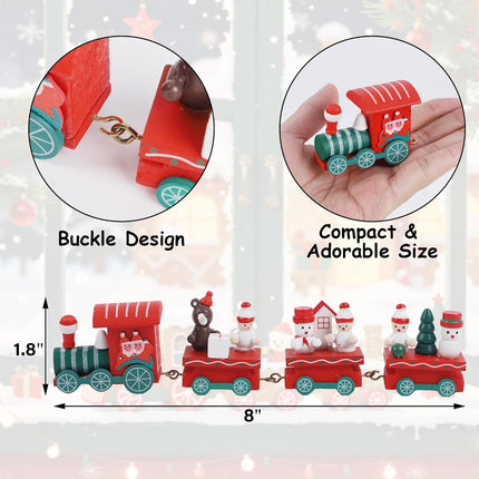 3 PCS Wooden Christmas Train Set – Mini Train with Snowman Decor for Holiday Party Decorations