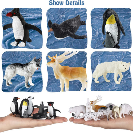 14 PCS Arctic Animal Figures – Mini Polar Animal Toys Set for Kids