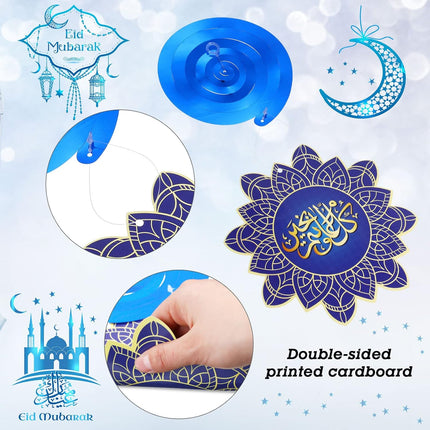 30-Piece Eid Ramadan Mubarak Decoration Set - Hanging Swirls, Stars, Moon & Lanterns