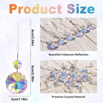 12PCS AB Crystal Prism Hanging Ornaments for Christmas Tree Home Decor